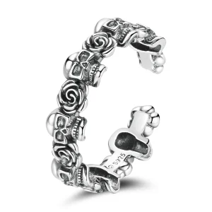 (image for) Pandora Style Rose Skull Open Ring - BSR218