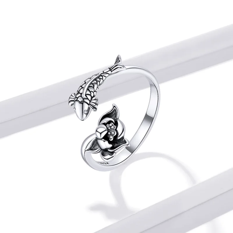 (image for) Pandora Style Ruffled Koi Open Ring - BSR201 - View 2
