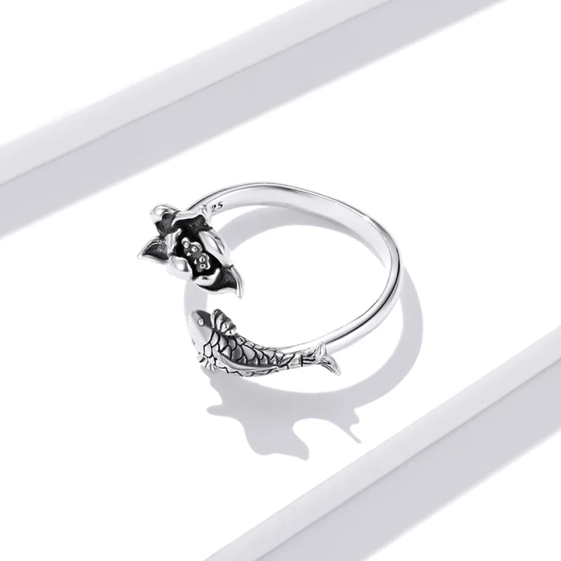 (image for) Pandora Style Ruffled Koi Open Ring - BSR201 - View 3