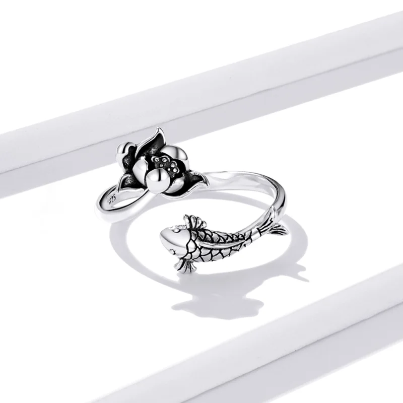 (image for) Pandora Style Ruffled Koi Open Ring - BSR201 - View 4
