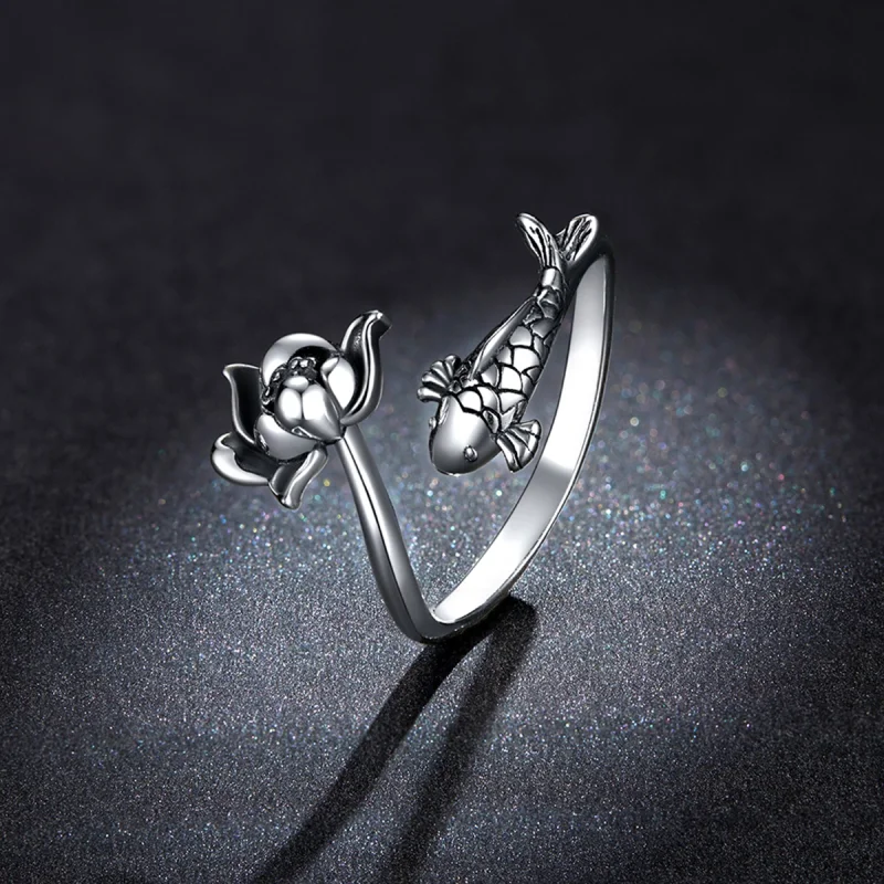 (image for) Pandora Style Ruffled Koi Open Ring - BSR201 - View 5