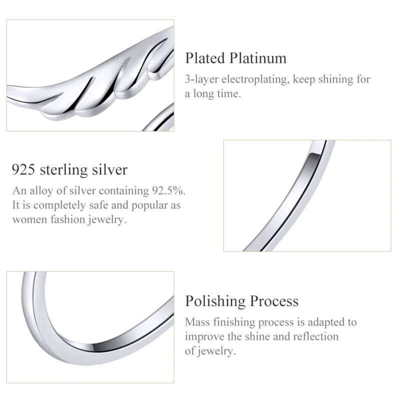 (image for) Pandora Style Silver Angel Wing Open Ring - SCR567 - View 3