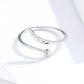 Pandora Style Silver Angel Wing Open Ring - SCR567 Pandora Style Silver Angel Wing Open Ring - SCR567