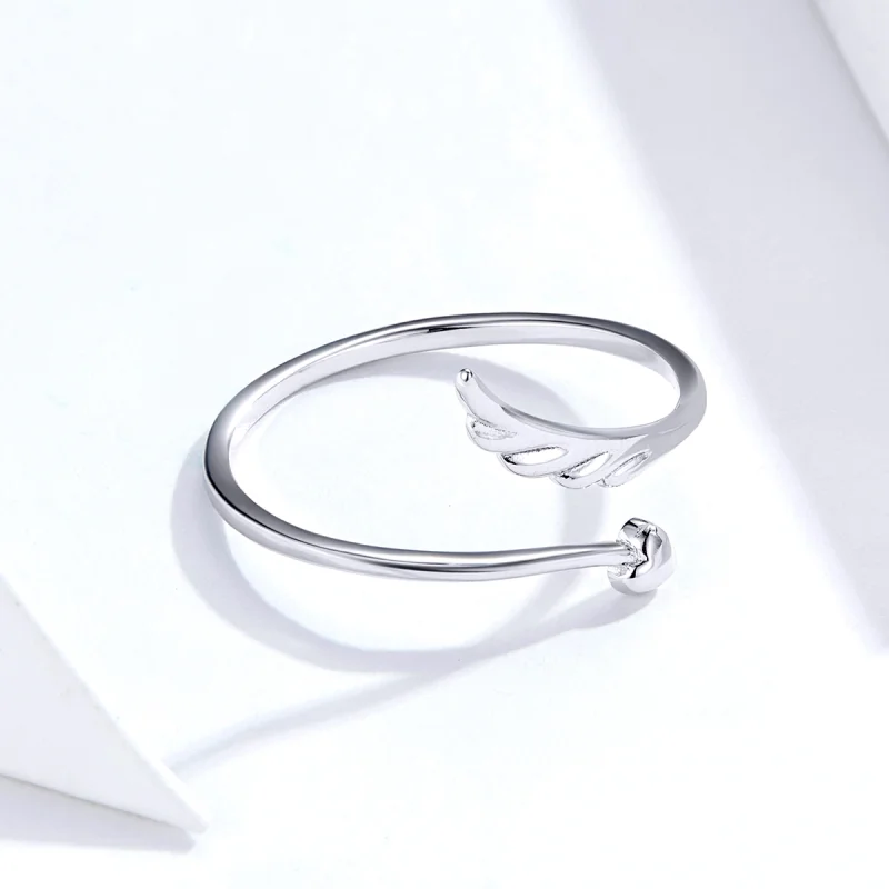(image for) Pandora Style Silver Angel Wing Open Ring - SCR567 - View 4