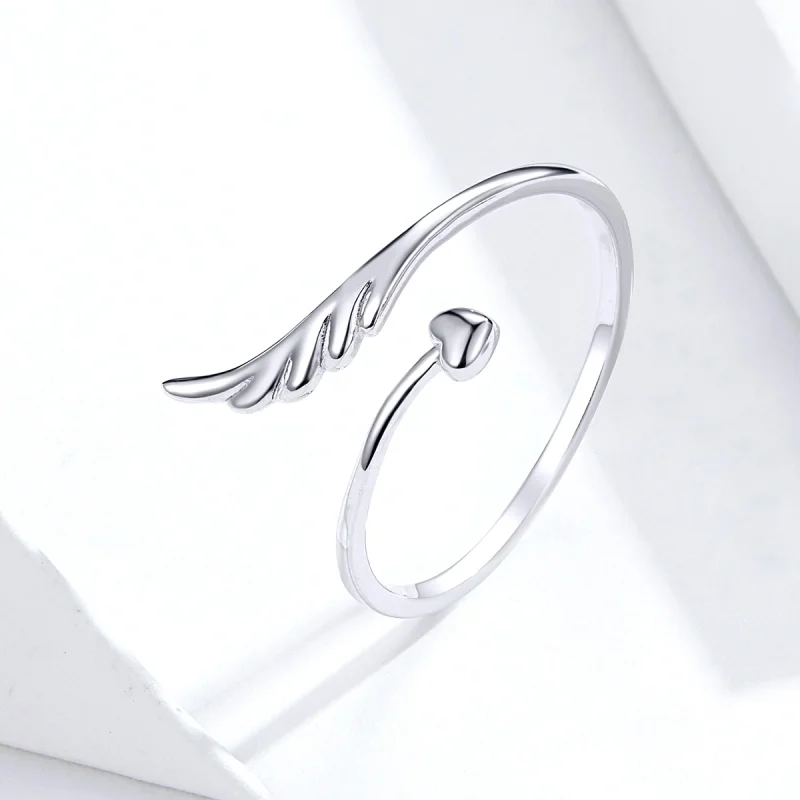 (image for) Pandora Style Silver Angel Wing Open Ring - SCR567 - View 5