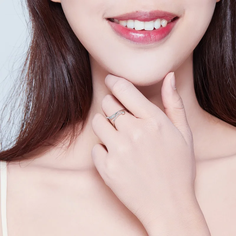 (image for) Pandora Style Silver Angel Wing Open Ring - SCR567 - View 6