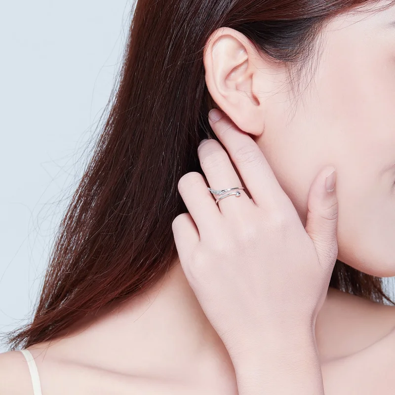 (image for) Pandora Style Silver Angel Wing Open Ring - SCR567 - View 8