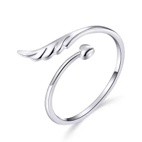 Pandora Style Silver Angel Wing Open Ring - SCR567 Pandora Style Silver Angel Wing Open Ring - SCR567