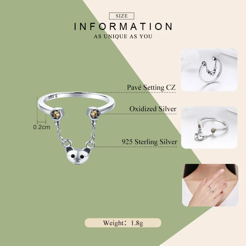 (image for) Pandora Style Silver Bear Story Ring - SCR307 - View 2