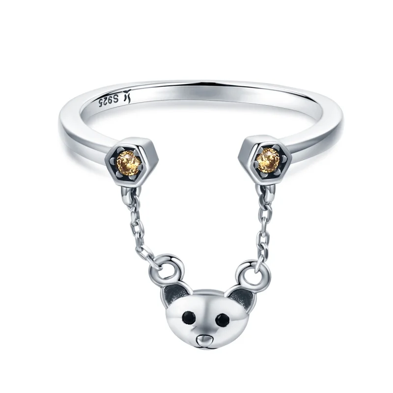 (image for) Pandora Style Silver Bear Story Ring - SCR307 - Product Image