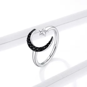 Pandora Style Silver Best Friend Moon And Star Open Ring - BSR137 Pandora Style Silver Best Friend Moon And Star Open Ring - BSR137