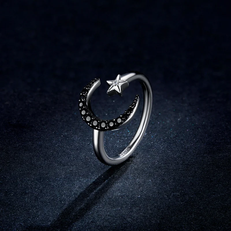 (image for) Pandora Style Silver Best Friend Moon And Star Open Ring - BSR137 - View 5