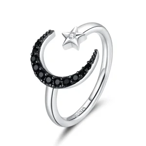 (image for) Pandora Style Silver Best Friend Moon And Star Open Ring - BSR137