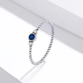 Pandora Style Silver Blue Stone Ring - SCR693 Pandora Style Silver Blue Stone Ring - SCR693
