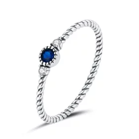 Pandora Style Silver Blue Stone Ring - SCR693 Pandora Style Silver Blue Stone Ring - SCR693