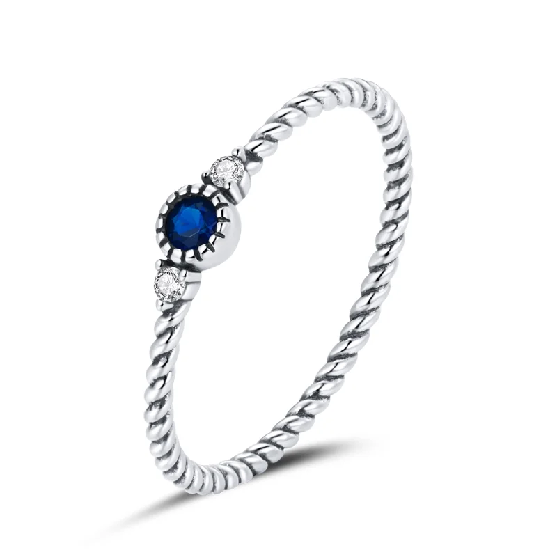 (image for) Pandora Style Silver Blue Stone Ring - SCR693 - Product Image