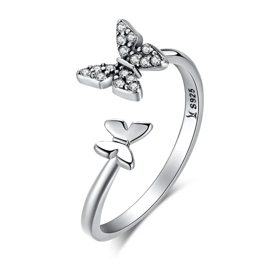 (image for) Pandora Style Silver Butterfly Dance Open Ring - SCR087
