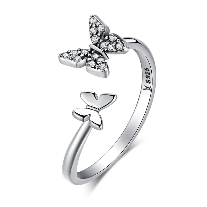 (image for) Pandora Style Silver Butterfly Dance Open Ring - SCR087 - Product Image