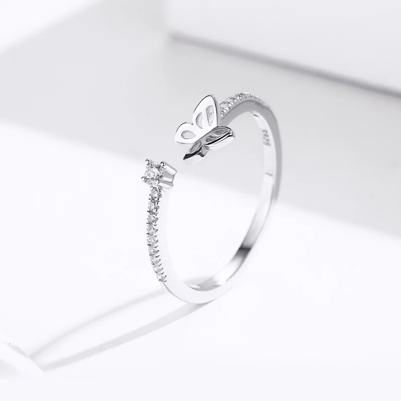 (image for) Pandora Style Silver Butterfly Open Ring - SCR550 - View 2