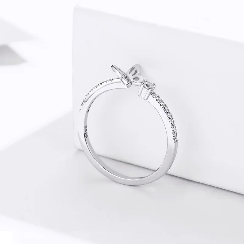 (image for) Pandora Style Silver Butterfly Open Ring - SCR550 - View 4