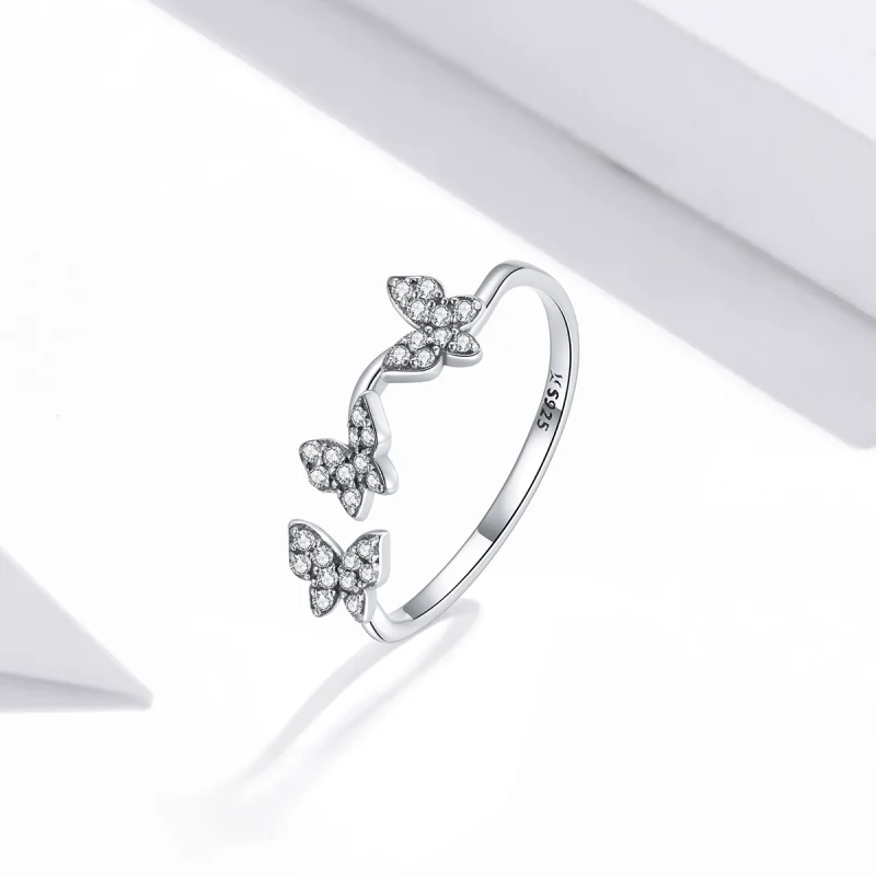 (image for) Pandora Style Silver Butterfly Open Ring - SCR704 - View 2