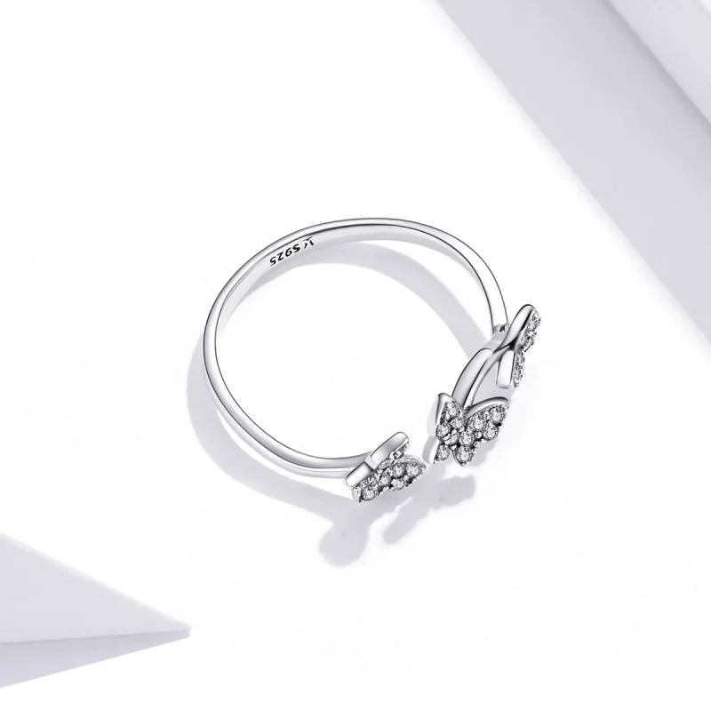 (image for) Pandora Style Silver Butterfly Open Ring - SCR704 - View 4