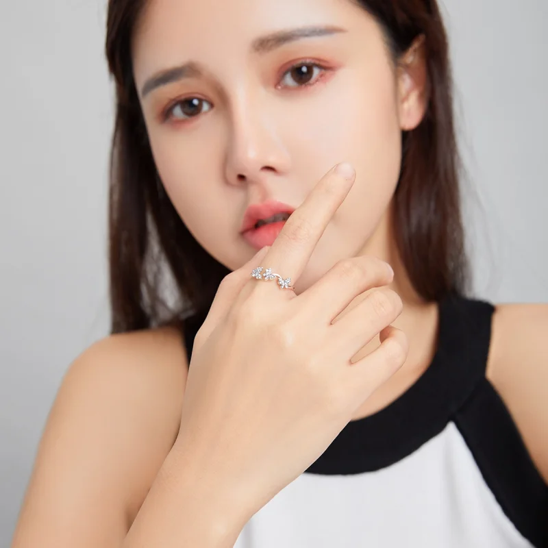 (image for) Pandora Style Silver Butterfly Open Ring - SCR704 - View 5