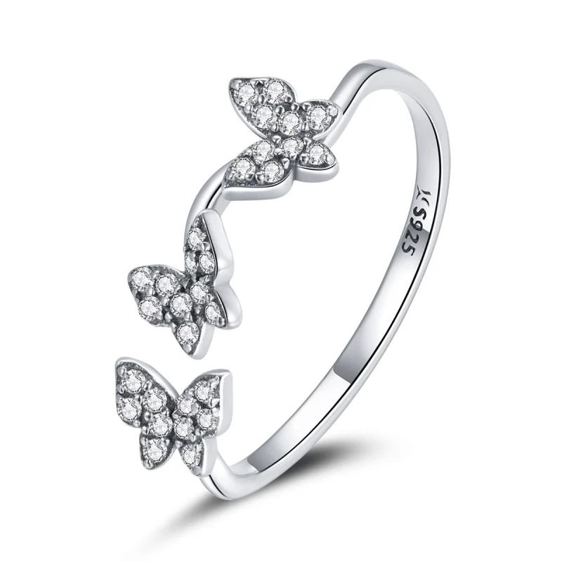 (image for) Pandora Style Silver Butterfly Open Ring - SCR704 - Product Image