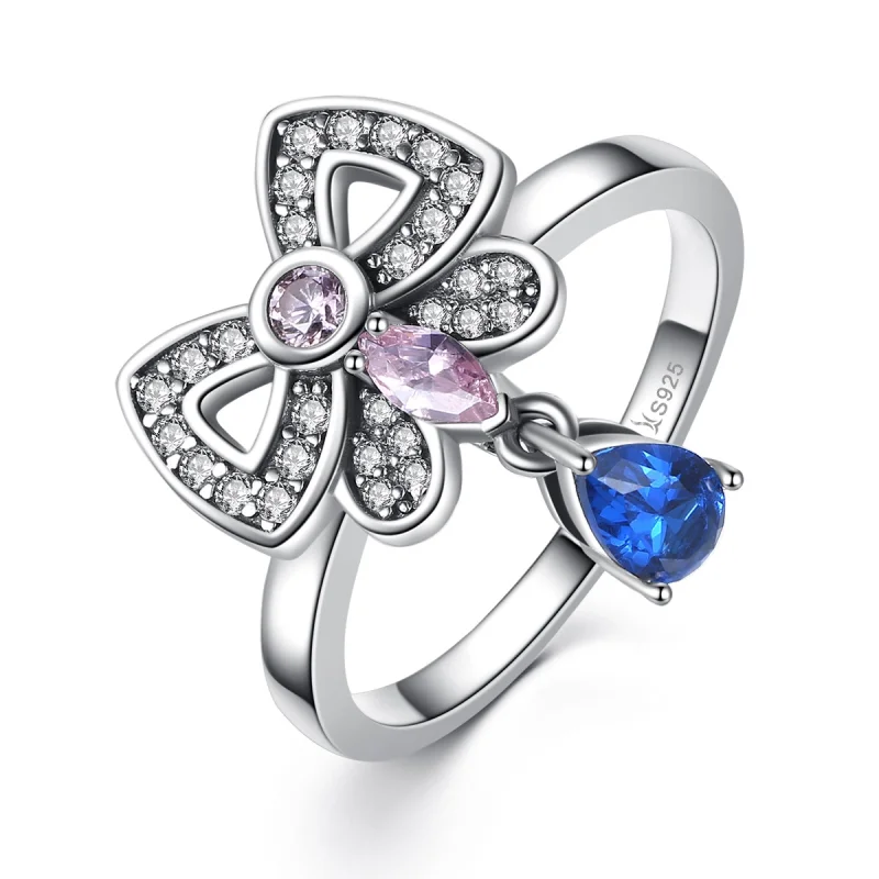 (image for) Pandora Style Silver Butterfly Removable Ring - SCR014 - Product Image