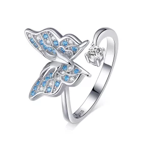 Pandora Style Silver Butterfly Wing Open Ring - BSR098 Pandora Style Silver Butterfly Wing Open Ring - BSR098
