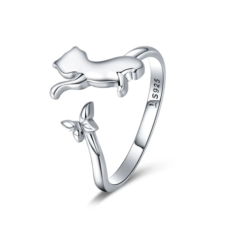 (image for) Pandora Style Silver Cat Companionship Open Ring - SCR443 - Product Image