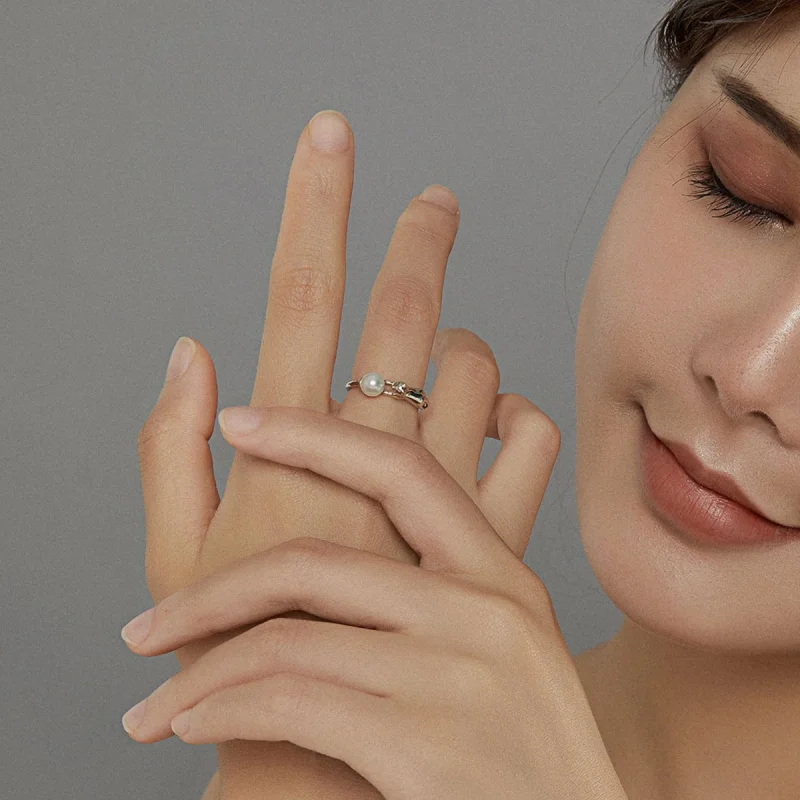 (image for) Pandora Style Silver Cat Plays Ball Open Ring - SCR683 - View 6