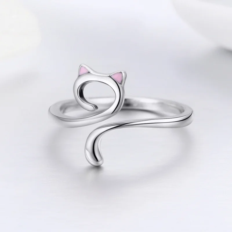 (image for) Pandora Style Silver Cats In Love Open Ring - SCR341 - View 5