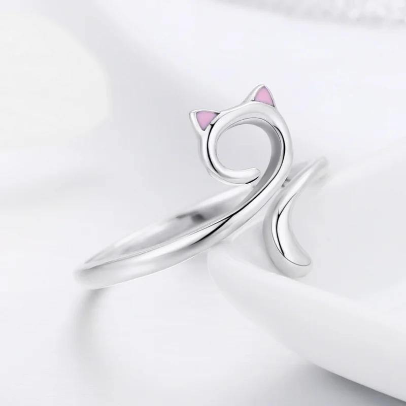 (image for) Pandora Style Silver Cats In Love Open Ring - SCR341 - View 6