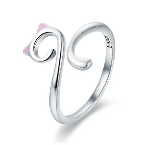 (image for) Pandora Style Silver Cats In Love Open Ring - SCR341