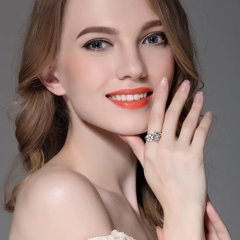 (image for) Pandora Style Silver Cherry Blossom Ring - SCR004 - View 5