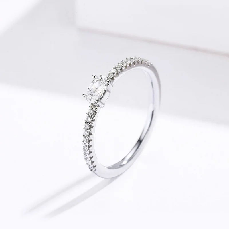 (image for) Pandora Style Silver Clear Stone Ring - SCR524 - View 2