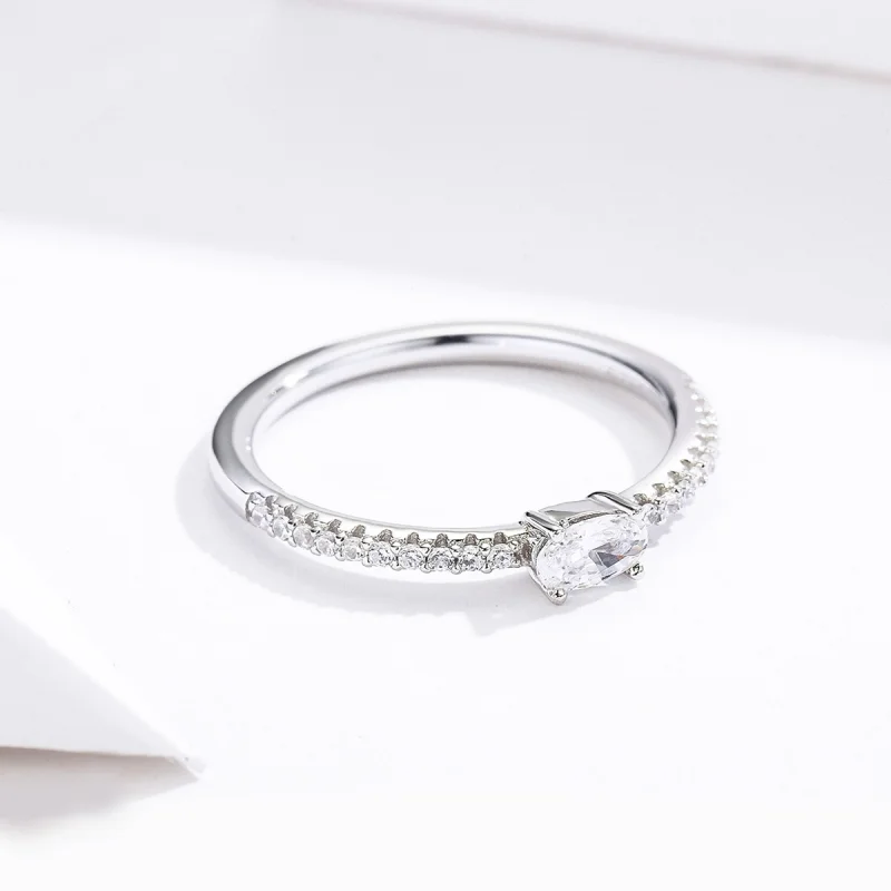 (image for) Pandora Style Silver Clear Stone Ring - SCR524 - View 4