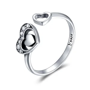 (image for) Pandora Style Silver Concomitant Two Hearts Ring - SCR168