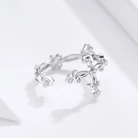 Pandora Style Silver Cross Open Ring - BSR041