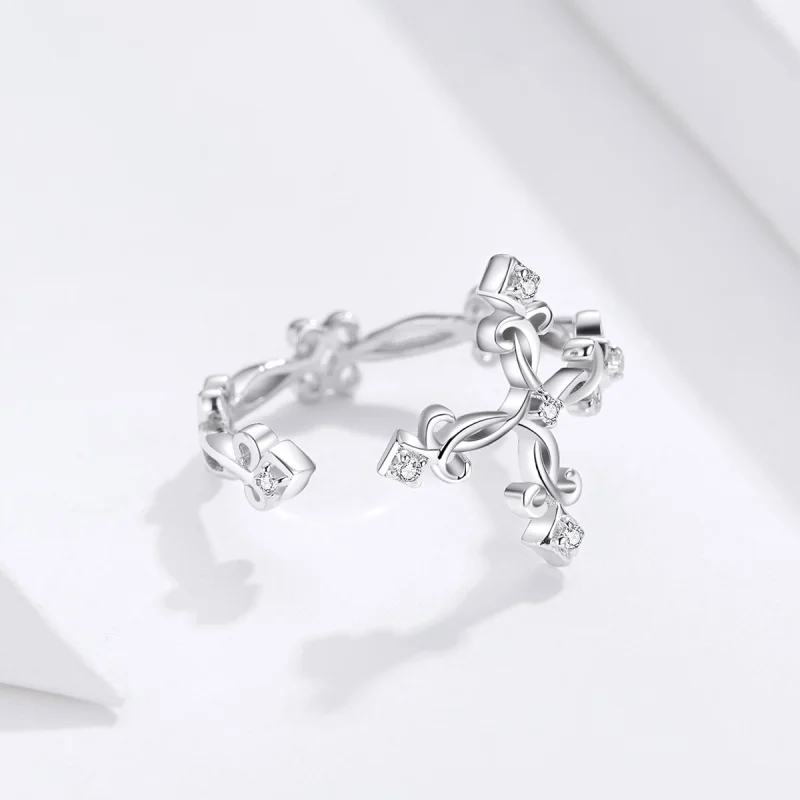 (image for) Pandora Style Silver Cross Open Ring - BSR041 - View 5