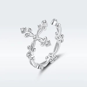 (image for) Pandora Style Silver Cross Open Ring - BSR041