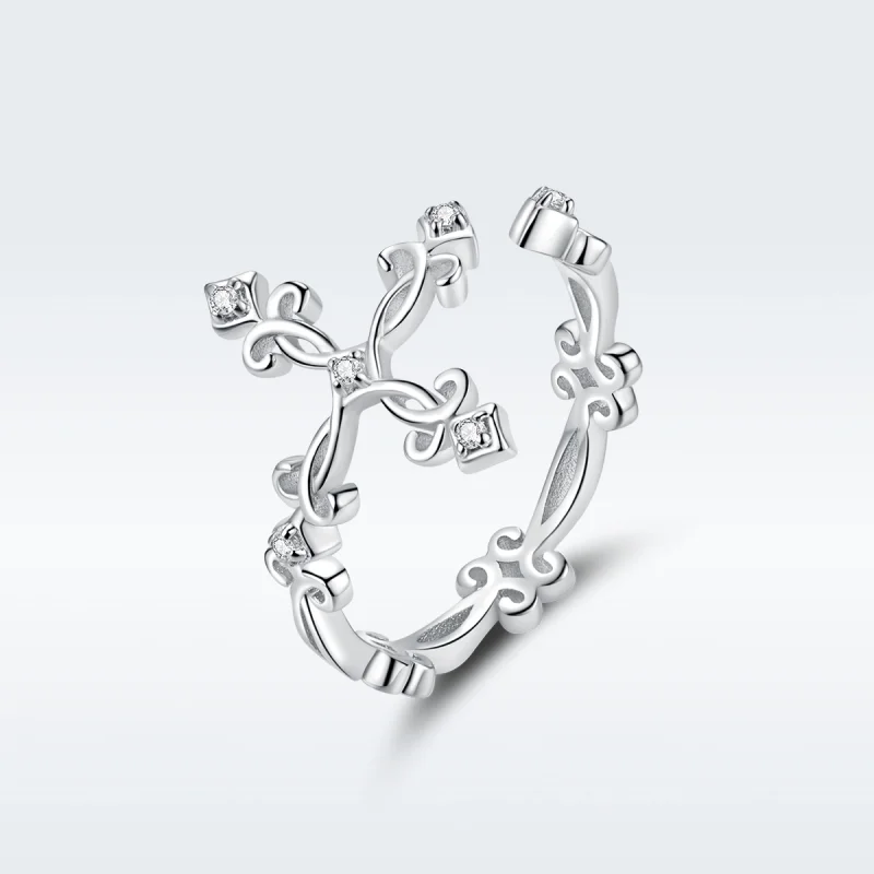 (image for) Pandora Style Silver Cross Open Ring - BSR041 - Product Image