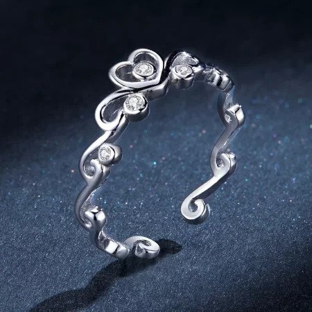 Pandora Style Silver Crown Open Ring - BSR105