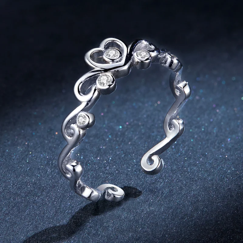 (image for) Pandora Style Silver Crown Open Ring - BSR105 - View 5