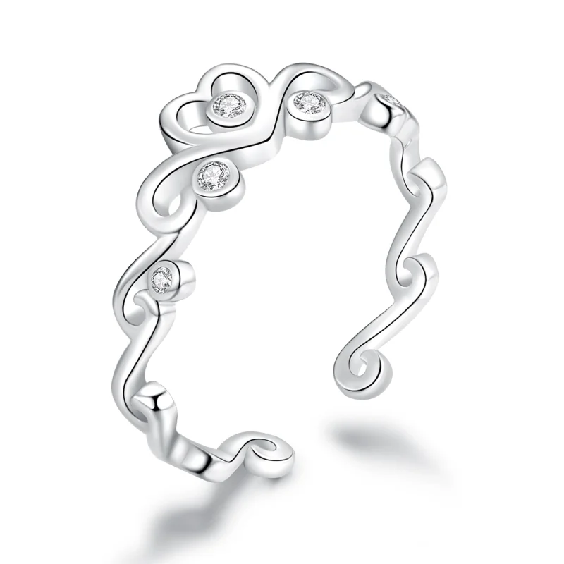 (image for) Pandora Style Silver Crown Open Ring - BSR105 - Product Image