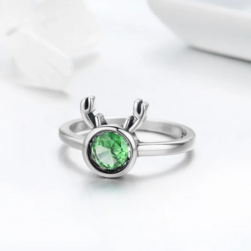 (image for) Pandora Style Silver Cute Antlers Ring - SCR244 - View 4