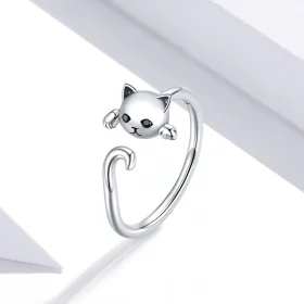 Pandora Style Silver Cute Cat Open Ring - SCR707