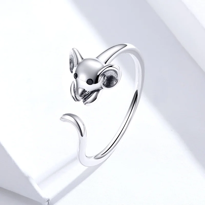 (image for) Pandora Style Silver Cute Mouse Open Ring - SCR632 - View 2