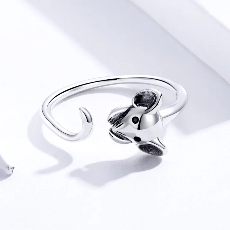 (image for) Pandora Style Silver Cute Mouse Open Ring - SCR632 - View 3